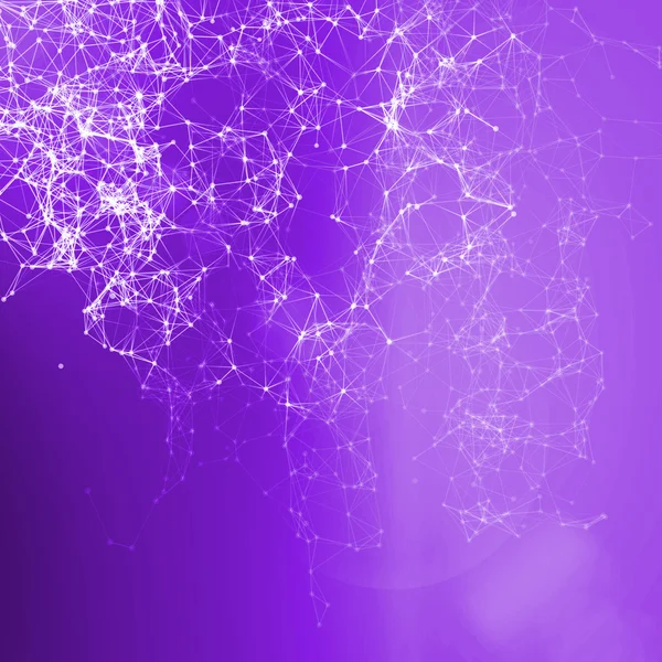 Deep purple romantic abstract background. Connecting dots, lens 