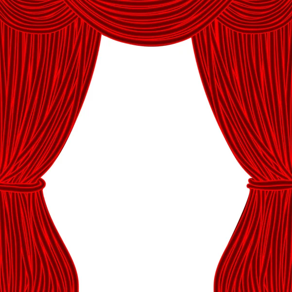 Cortina de teatro quadrado vermelho isolado no fundo branco — Vetor de Stock