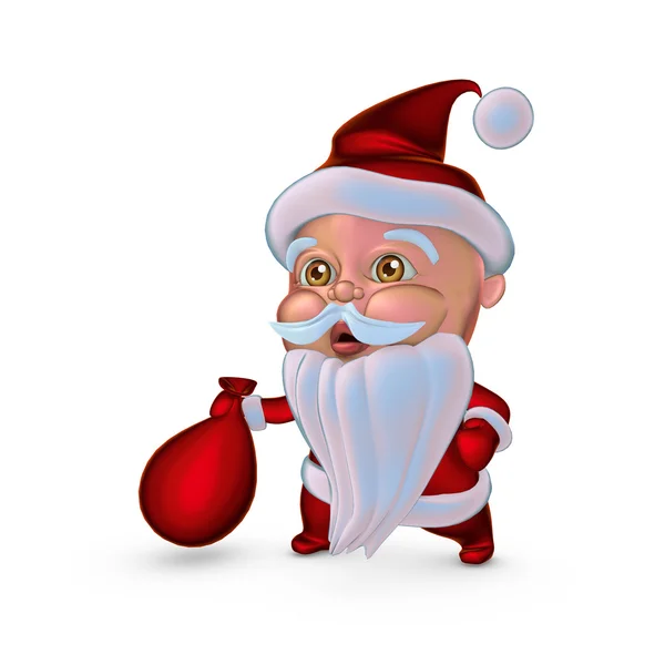 Cute Santa Claus gifts bag (3D illustration) — Stock Photo, Image