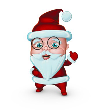 Sevimli Noel Baba hediyeleri ile gülümseyen bardakları (3d çizim)