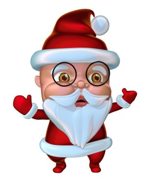 (3d çizim sevimli Noel Baba el eller)