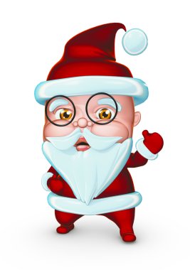 (3d çizim gibi gösterilen gözlüklü şirin Noel Baba)