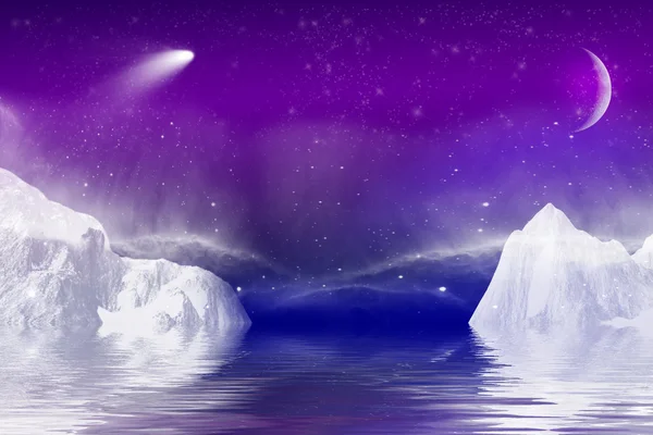 Kışları gece su yansıması ile