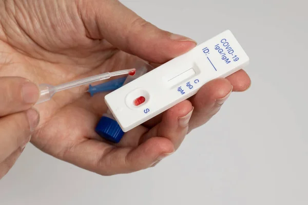 Covid Home Test Kit Voor Het Detecteren Van Igm Igg Stockafbeelding