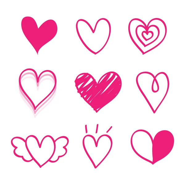 Dibuja a mano Lindos corazones de garabato Vector EPS10, ideal para cualquier uso . — Archivo Imágenes Vectoriales