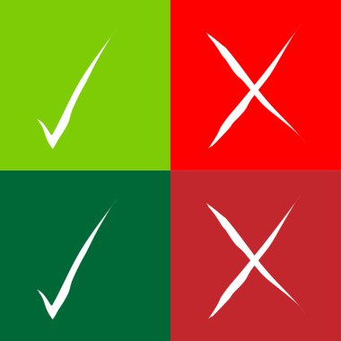 Yeşil onay işareti ve kırmızı vektör Eps10, büyük herhangi bir kullanım için çapraz.