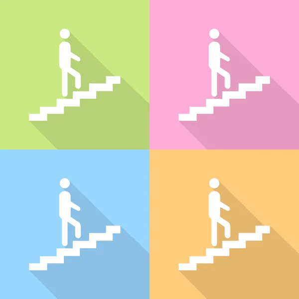 Homme dans les escaliers monter icône sur fond coloré vecteur EPS10, idéal pour toute utilisation . — Image vectorielle