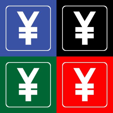 Yen simgesini renkli vektör Eps10 ayarla, büyük herhangi bir kullanım için kayıt.