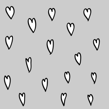 Siyah ve beyaz çizilmiş doodle Dikişsiz desen vektör Eps10, Yürekleri büyük herhangi bir kullanım için.