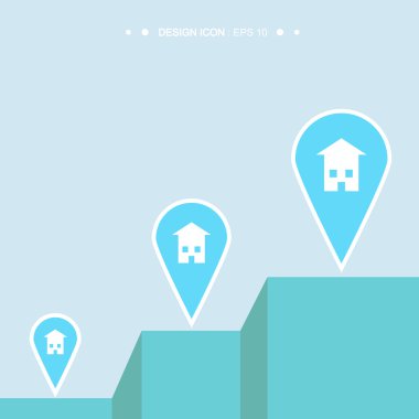 İşaretçi ev simgesini 15 vektör Eps10, büyük kullanım için herhangi bir harita.