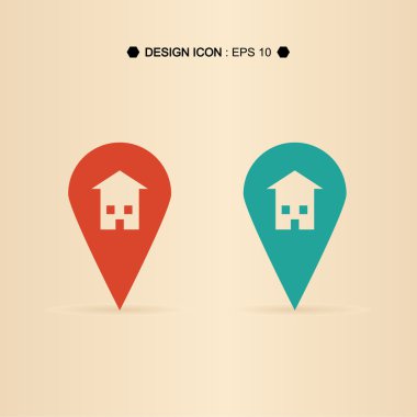 İşaretçi ev simgesini 13 vektör Eps10, büyük kullanım için herhangi bir harita.