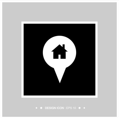 İşaretçi ev simgesini 4 vektör Eps10, büyük kullanım için herhangi bir harita.