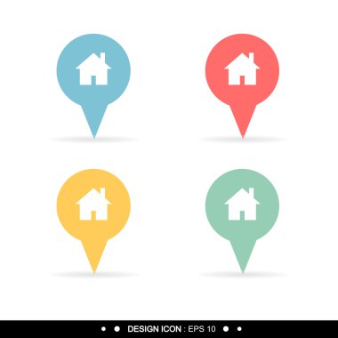 İşaretçi ev simgesini 1 vektör Eps10, büyük kullanım için herhangi bir harita.