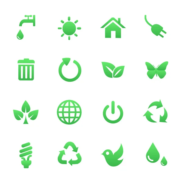 Green Health Icons Set — Stock Vector