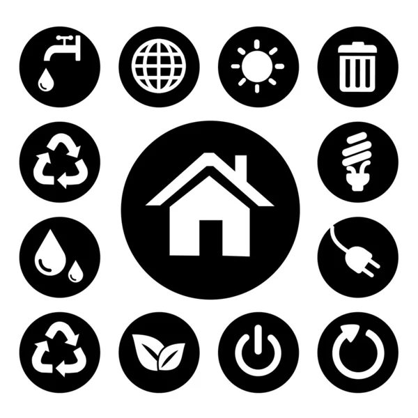 Conjuntos de iconos del hogar negro — Vector de stock