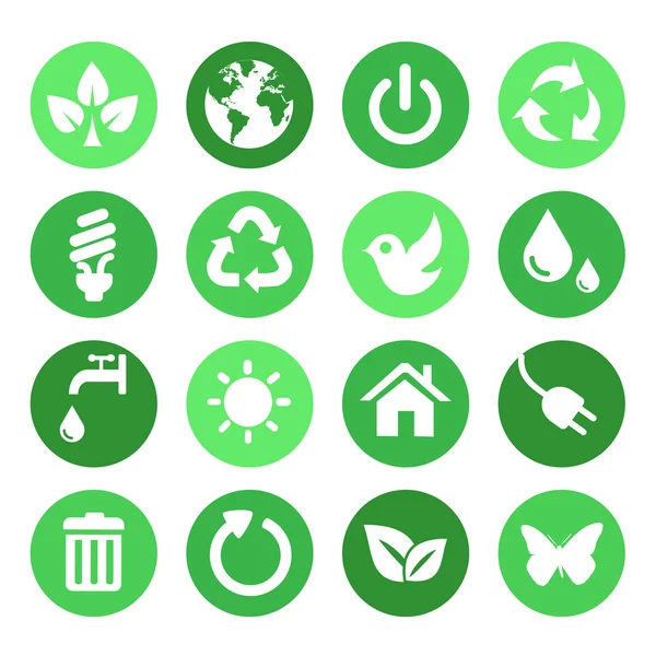 Conjunto de iconos de naturaleza verde — Vector de stock