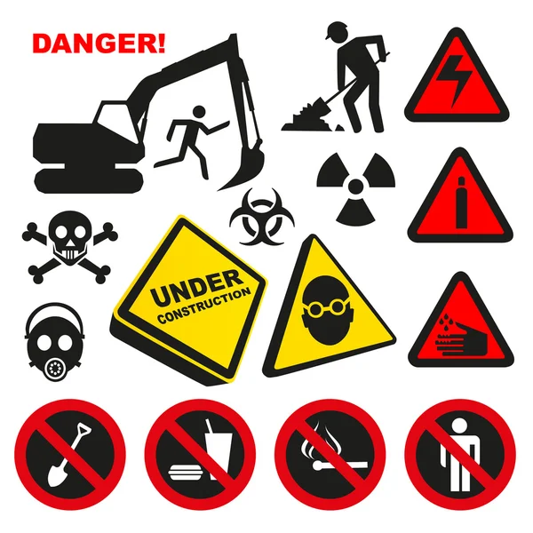 Niebezpieczne etykiet ostrzegawczych — Wektor stockowy