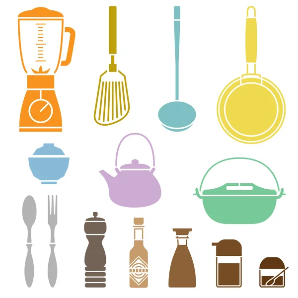 Juego de utensilios de cocina — Vector de stock