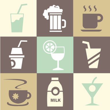 İçki simgeleri herhangi bir kullanım için büyük ayarlayın. Vektör Eps10.