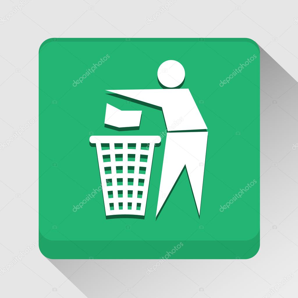 Trash bin with human icon great for any use. Vector EPS10.