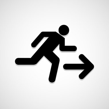 Acil çıkış simgesini büyük herhangi bir kullanım için imzalar. Vektör Eps10.