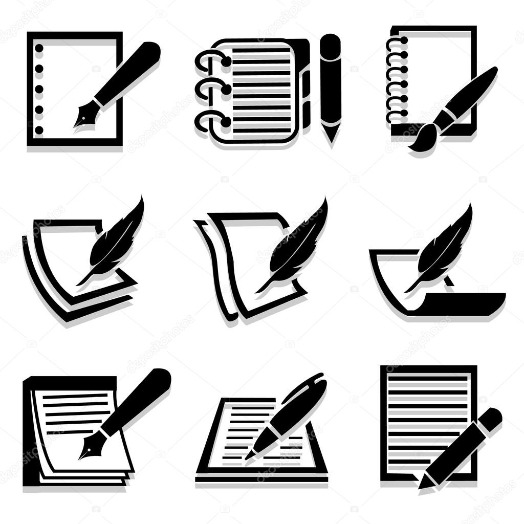 Writing icons set great for any use. Vector EPS10.