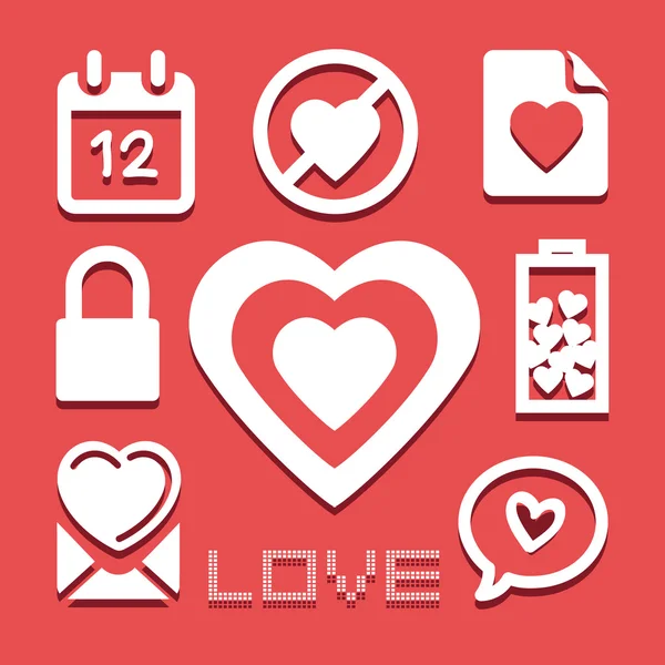 Valentine icons set great for any use. Vector EPS10. — Stock Vector