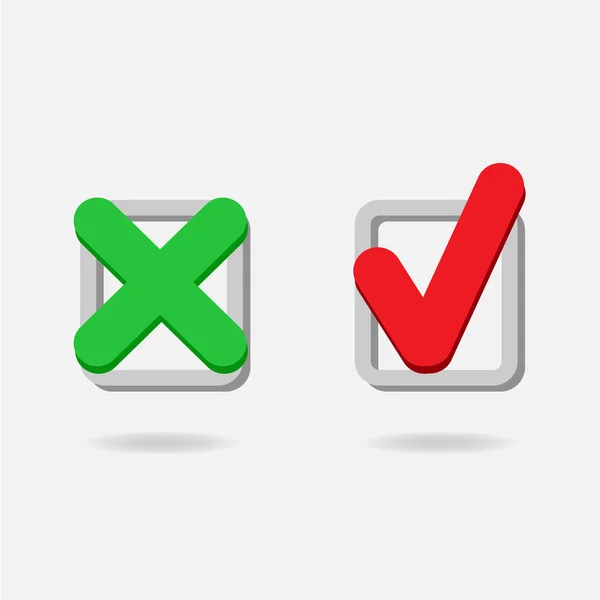 Controlla l'icona corretta e sbagliata grande per qualsiasi uso. Vettore EPS10 . — Vettoriale Stock