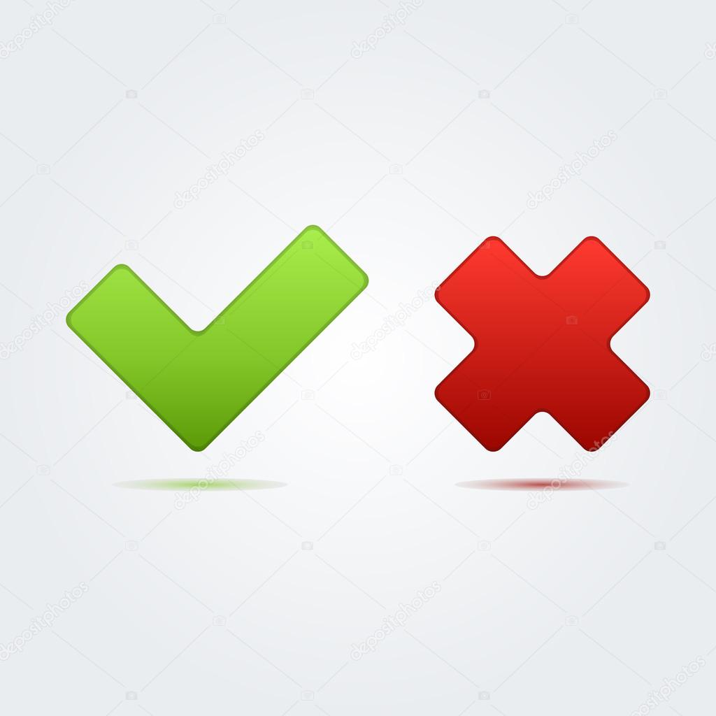 Check mark correct and wrong icon great for any use. Vector EPS10.