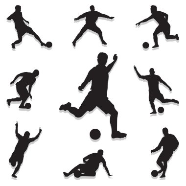Futbol oyuncu simgeler kümesi. vektör eps10.