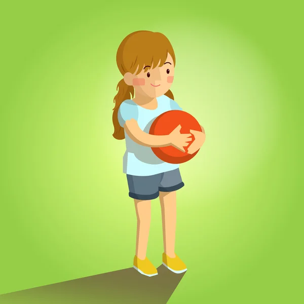Fata drăguț deține mascota mingea mare pentru orice utilizare. Vector EPS10 . — Vector de stoc