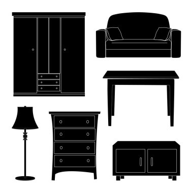 Mobilya simgeleri herhangi bir kullanım için büyük ayarlayın. Vektör Eps10.