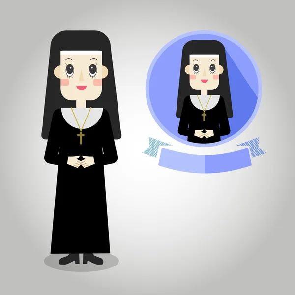 Nun Mascot cartoon ótimo para qualquer uso. Vetor EPS10 . —  Vetores de Stock