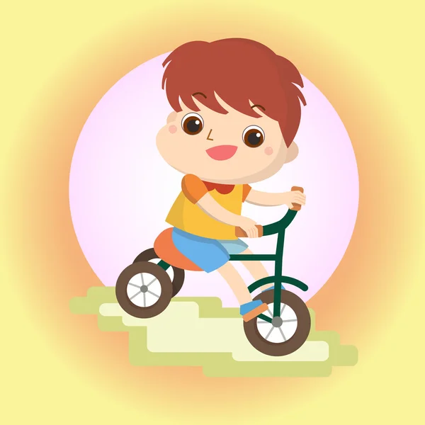 Menino na bicicleta Mascote desenho animado grande para qualquer uso. Vetor EPS10 . — Vetor de Stock