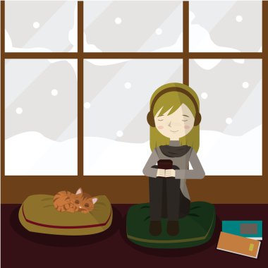 Kız dinle müzik simgesini herhangi bir kullanım için harika. Vektör Eps10.