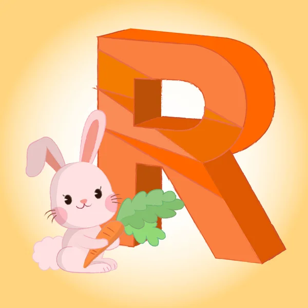 R Rabbit Alphabet icon great for any use. Vector EPS10. — Stock Vector