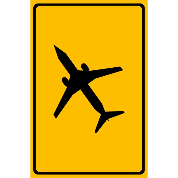 Yellow sign with commercial airplane icons set great for any use. Vector EPS10. — Stock Vector