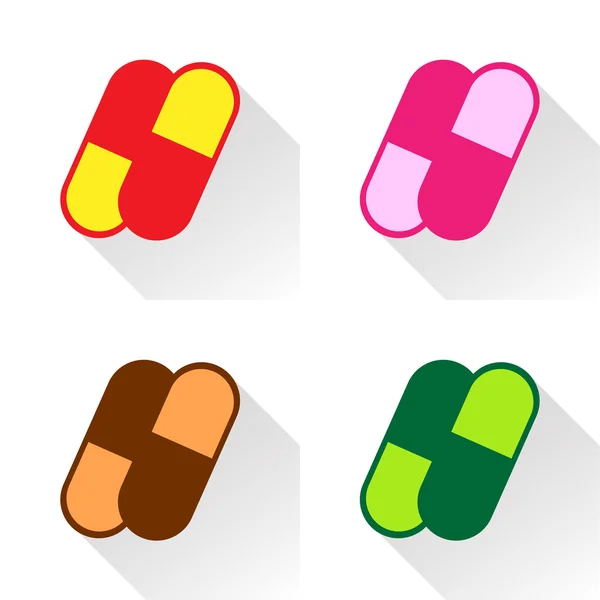 Los iconos coloridos de las cápsulas fijan grande para cualquier uso. Vector EPS10 . — Vector de stock