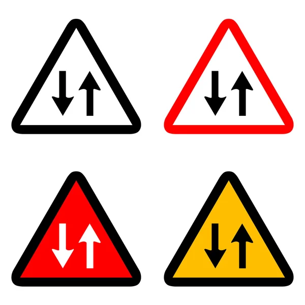 Two way traffic signs icons set great for any use. Vector EPS10. — Stock Vector