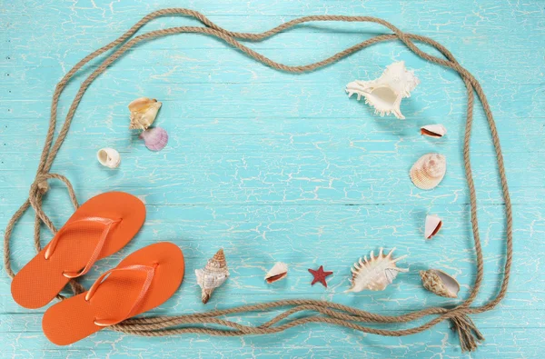 Background, board, turquoise, chic, shells, cord, dark, decor, d — Stock Photo, Image