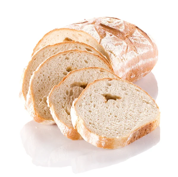 Hajdina kenyér szelet Vértes fehér háttér. — Stock Fotó