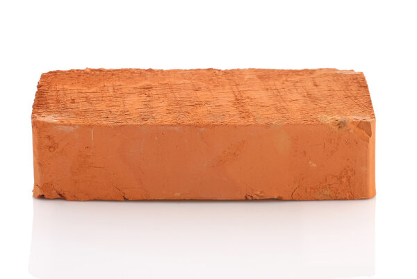 single red brick isolated on white background