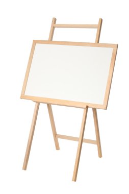 Wooden easel with a black board on white  clipart