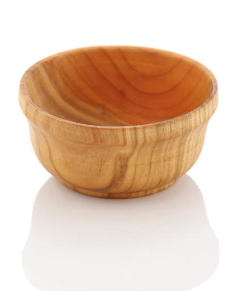 Wooden bowl on a white background — Stock Photo, Image