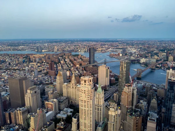 Vista Aérea Cidade Lower Manhattan Com Vista Para Brooklyn Nova — Fotografia de Stock