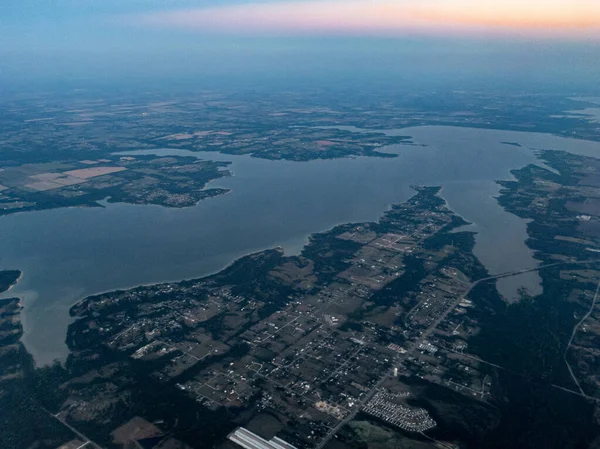 Vista Aérea Del Lago Texas Atardecer —  Fotos de Stock