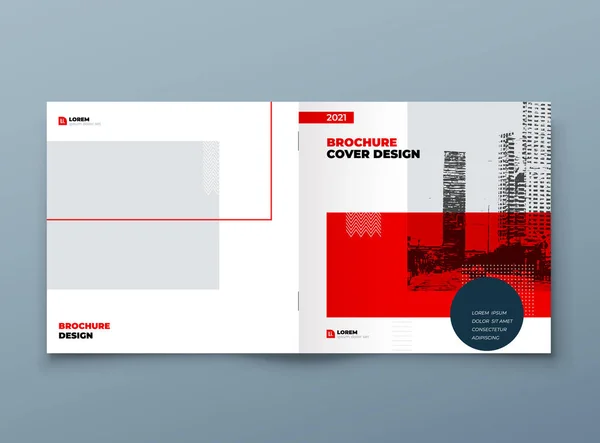 Négyzet Prospektus Sablon Design Red Corporate Éves Jelentés Katalógus Magazin — Stock Vector