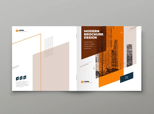 Vierkante Brochure Template Ontwerp Orange Corporate Jaarverslag Catalogus Tijdschrift Flyer — Stockvector