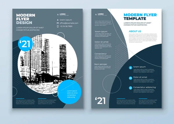 Design Layout Modelo Panfleto Mockup Folheto Negócios Corporativo Azul Cinza —  Vetores de Stock