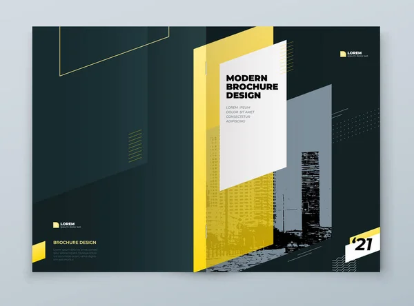 Brochure Ontwerp Geel Zwart Zakelijke Rechthoek Template Brochure Rapport Catalogus — Stockvector